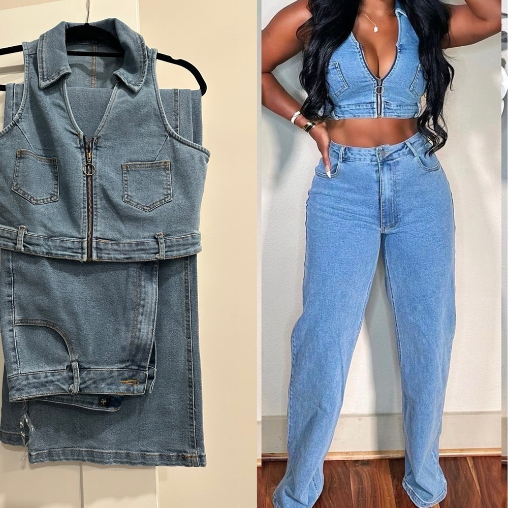 Brand new denim set. Size L. Pants are very long.